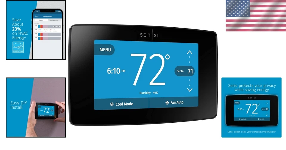 Sensi Touch Wi-Fi Smart Thermostat - Alexa Compatible - Image 2 of 4