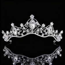 Crystal Crown for Women Girls Elegant Gold Princess Headband Sparkling Silver