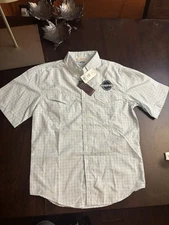 AFTCO Vented Fishing Shirt Mens Size S Short Sleeve Blue New AFTECH NWT Swoll 