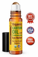 Organic Castor Oil Roll on Eye Roller for Dark Circles Wrinkles - 0.33 Fl Oz
