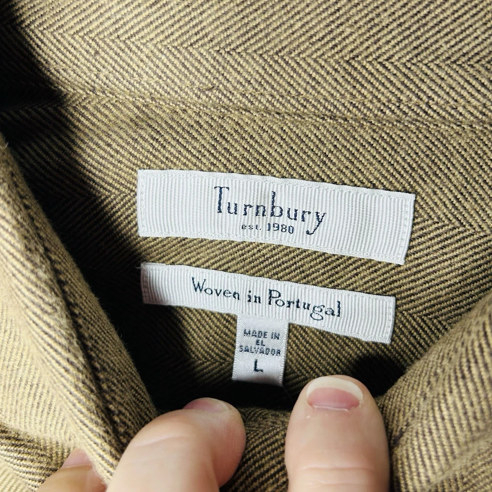 Turnbury Dress Shirt Mens Large 100% Cotton Long Sleeve Ermine Made in Portugal - Image 2 of 4