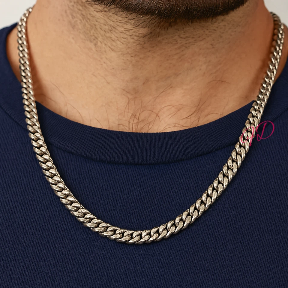 Collar de platino con eslabones de bordillo de cadena de 3,4 mm 20 pulgadas de peso 25 gramos para hombre sólido PT950 Foto 2 de 4