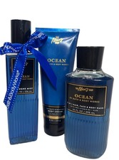 Bath Body Works OCEAN GIFT SET 3pc Body Wash, Cream Cologne Mist Full Size