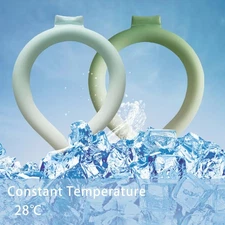 2 pcs neck cooling tube - reusable ice neck cooler wraps Green Blue L Size