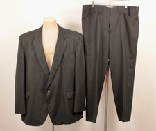 Men's VTG 80s 2 PC Western Style Black Leisure Suit Sz 52 R 1980s Polyester