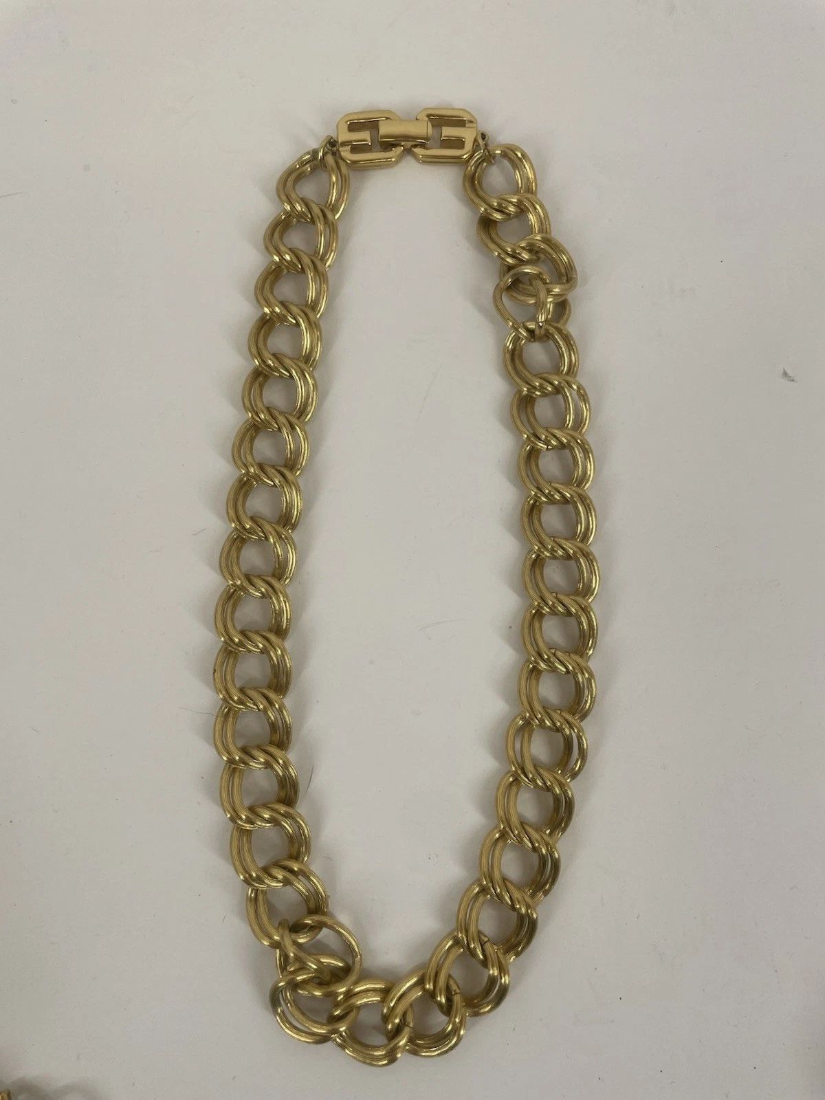 Givenchy collana grossa vintage catena pesante doppio oro audace firmata anni 80