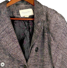 Vintage 80s Christian Dior The Suit Womens Wool Pea Coat Jacket USA Made 14 Blac