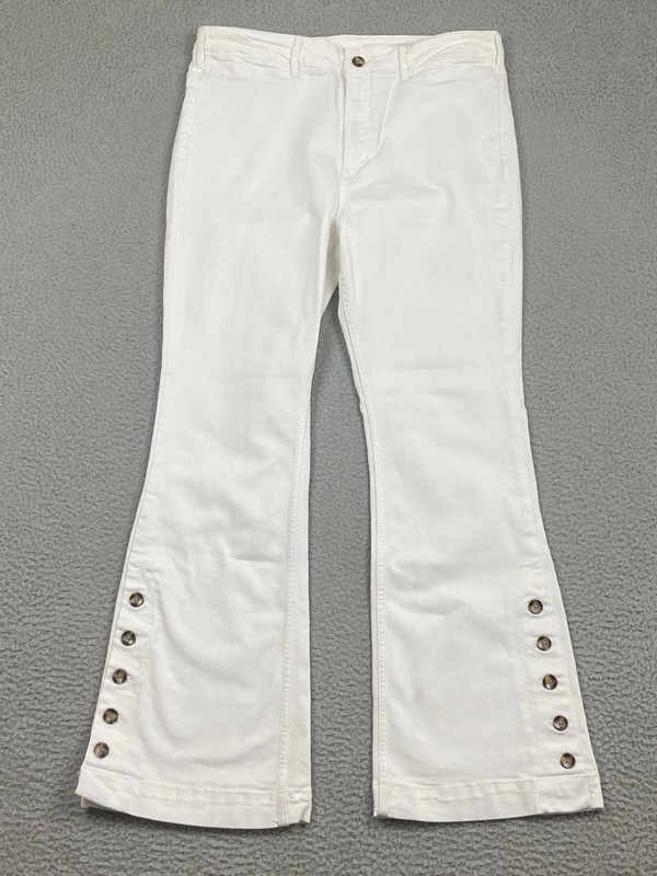 $149 Anthropologie Pilcro/Letterpress High-Rise Boot 32 White Stretch 34in Waist