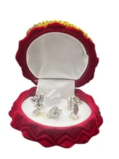 Miniature 5-Piece Silver Plated Nativity Set Figurines in Velvet Christmas Tree