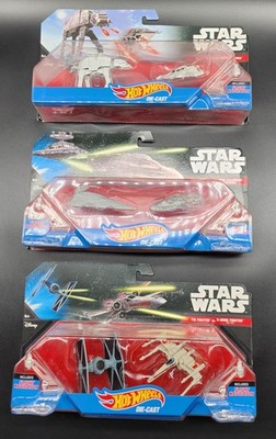 Hot Wheels Star Wars Die-Cast Lot of 3 TIE Fighter X-Wing AT-AT Snowspeeder 