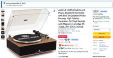 ANGELS HORN Vinyl Record Player, Bluetooth Turntable with Built in Speakers Phon
