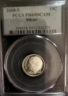 2008-S Silver Proof Roosevelt Dime - PCGS PR69DCAM 90% Silver S Minted 10c coin.