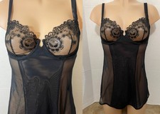 Vtg 2008 VICTORIA'S SECRET Nighty Slip Dress Nightgown Sheer Bra 36B Whimsigoth
