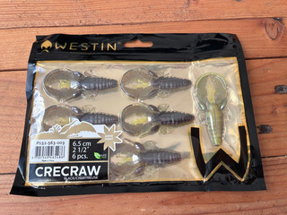 Titel: Westin CreCraw 6 5 cm Black/Chartreuse – 6 Gummikrebse – NEU
