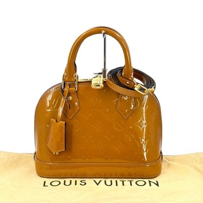 LOUIS VUITTON Alma BB Monogram Vernis Lackleder Beige 2WAY Handtasche M91585