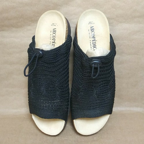 Arcopedico by Elio Parodi Knit Mesh Slides Black Size 9 Crochet Sandals - Picture 11 of 21