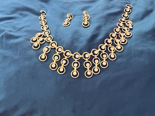 Enorme conjunto de aretes collar con diamantes de imitación y diamantes babero juliano Swarvo - Imagen 1 de 12