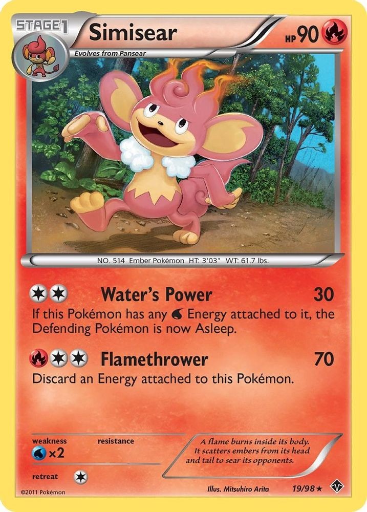 2011 Pokemon: Emerging Powers - Simisear (#19/98, Rare, Near Mint)