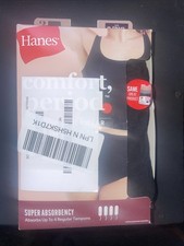 Hanes Comfort Period Underwear Womens 9 2XL Black Beige Super Briefs 3 Pairs