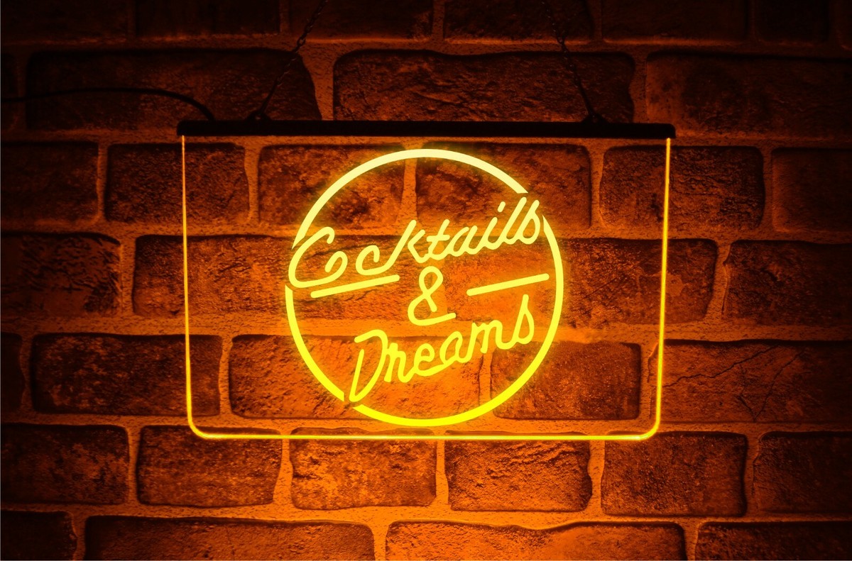 Cocktails and Dreams Neon Sign, Cocktails Bar Wall Decor Art, Cocktails Bar Led Sign, Home Bar Décor .20(W) x18.4(H) inches
