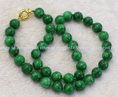Natural 6/8/10/12mm Green Jade Jadeite Round Gemstone Beads Necklace 18-50" AAA+ - Picture 4 of 12