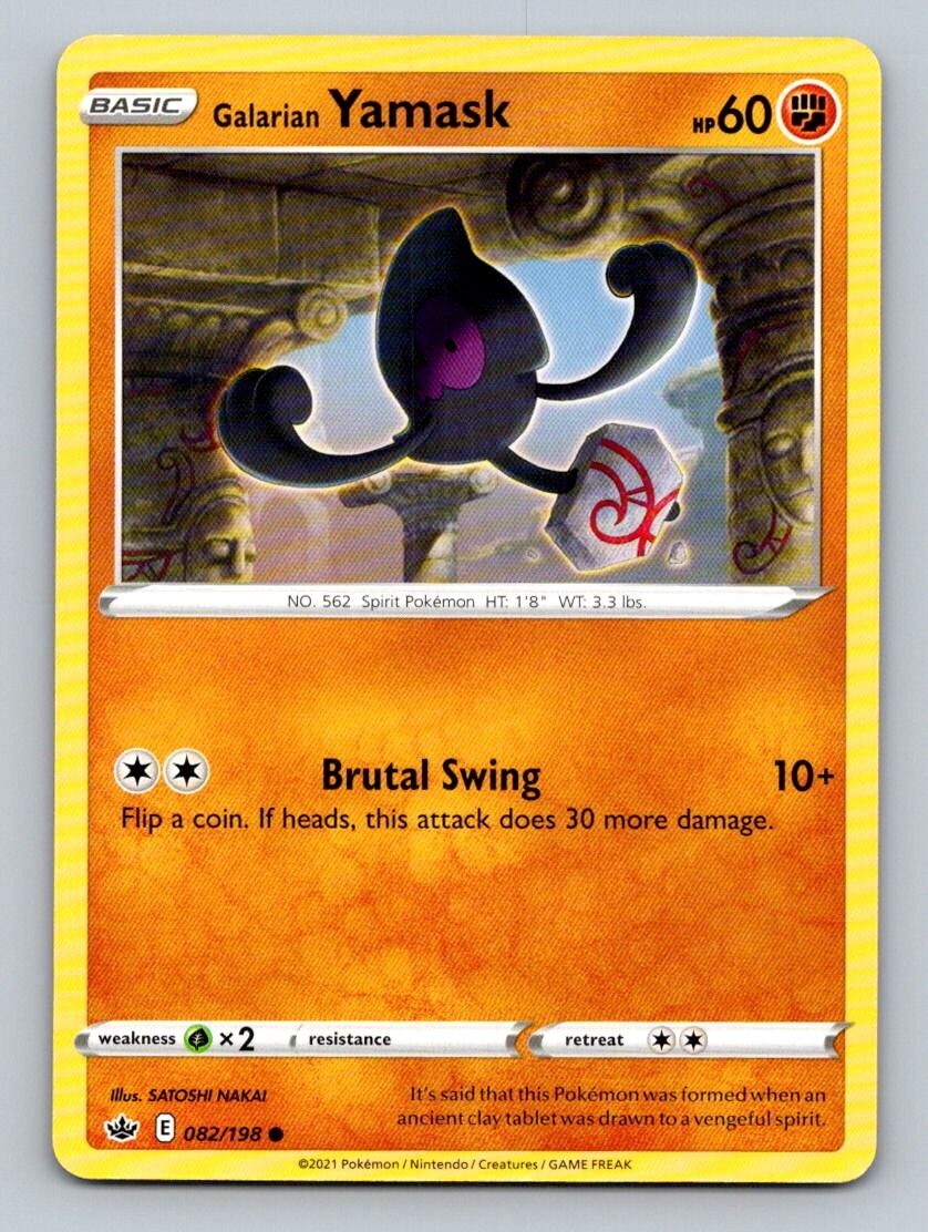 2021 Pokemon Card Chilling Reign Galarian Yamask 82/198