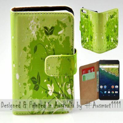 For Google Series - Green Leaf Theme Print Wallet Mobile Phone Case Cover