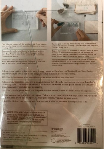 Martha Stewart francobolli trasparenti 6 grandi farfalle album di ritagli artigianato cartoleria NUOVO - Foto 2 di 2