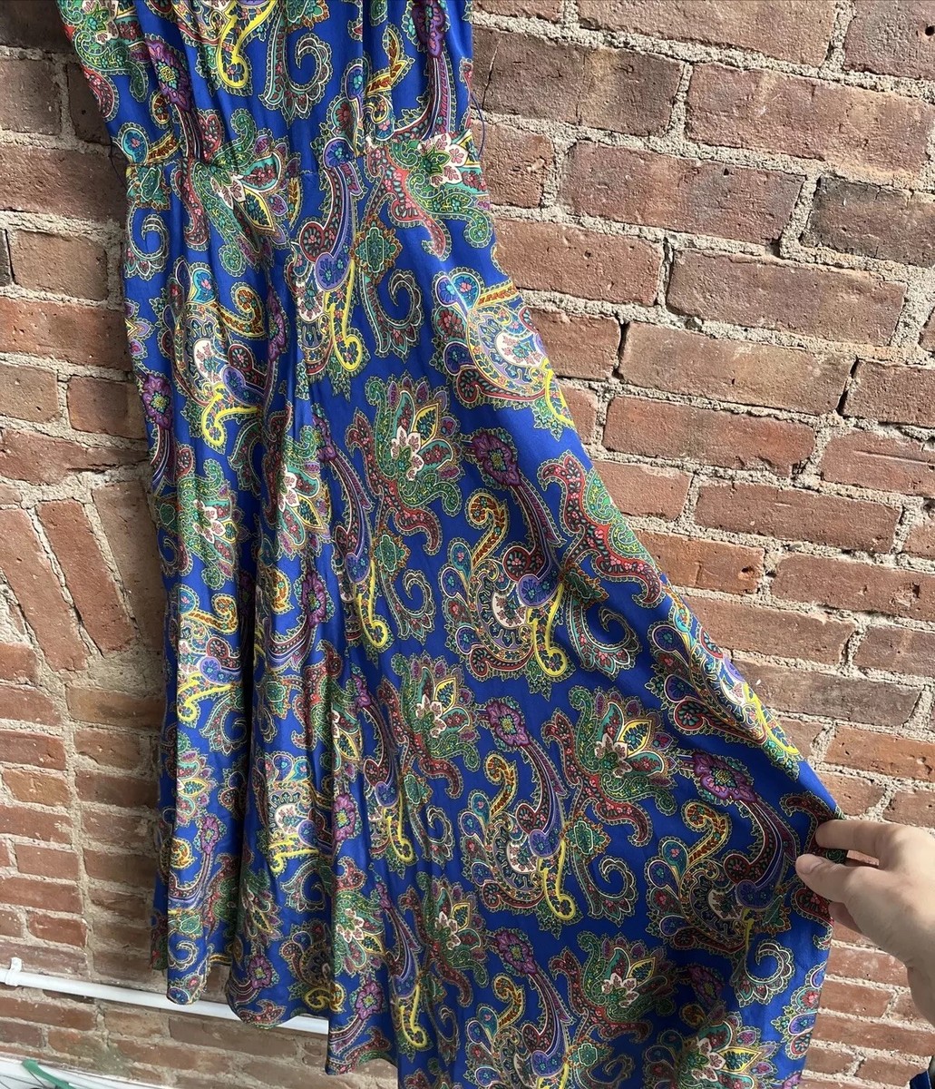 Vintage Polo Ralph Lauren Women's Dress, Sz 8, Paisley 100% Silk