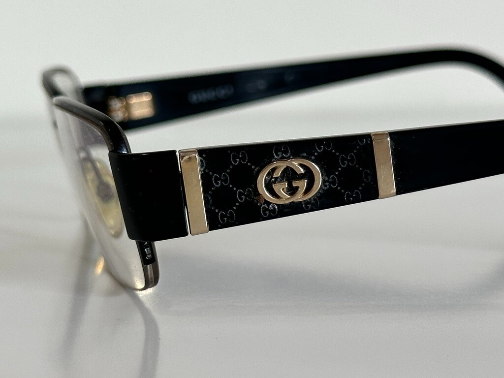 Gucci GG Half Rim Black Brown Eyeglasses Optical Frame 52-17-135