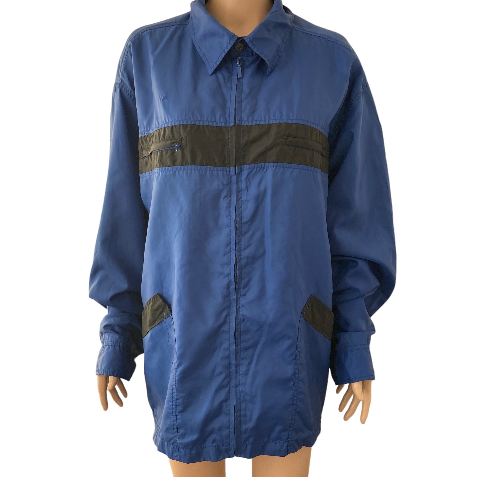 Vintage Levis Jacket Mens XL Blue Black Windbreaker Lightweight Full Zip thumbnail 13