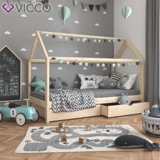 VICCO Lit Enfant WIKI avec deux tiroirs pour garçons et filles en bois massif