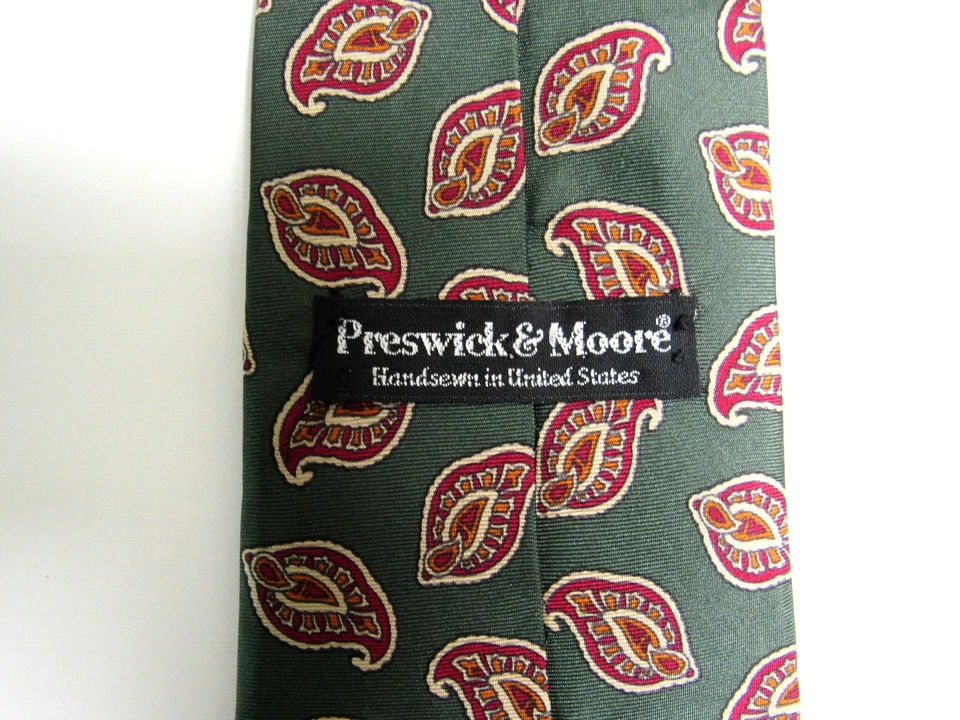 Corbata Preswick & Moore Paisley cuello verde Foto 3 de 3