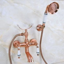 Bathtub Faucet Set Vintage Red Copper Bathroom Handheld Shower Taps Kit 2na376