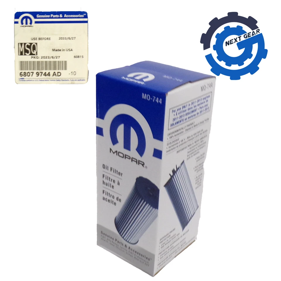 Nuevo OEM Mopar Lote de 4 Cartuchos de Filtro de Aceite y Junta 2011-13 Cargador 68079744AD Foto 2 de 4