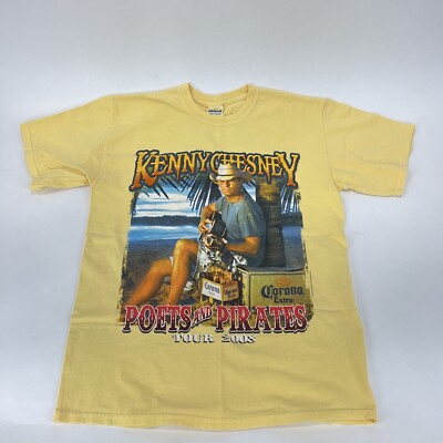 Kenny Chesney 2008 Poets and Pirates Tour Concert T-shirt Yellow Men's Size M