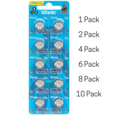 LR44 VINNIC BUTTON CELL BATTERY COIN ALKALINE 1.5V AG13 L1154- 1 2 4 6 8 10 PACK