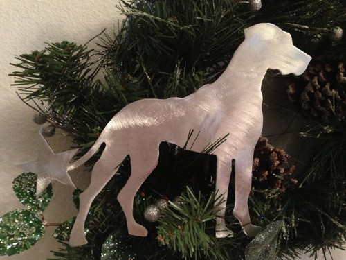 Deutsche Dogge, Naturohren, Stern, Weihnachten Hundebaumspitze, Aluminium Handarbeit - Bild 3 von 10