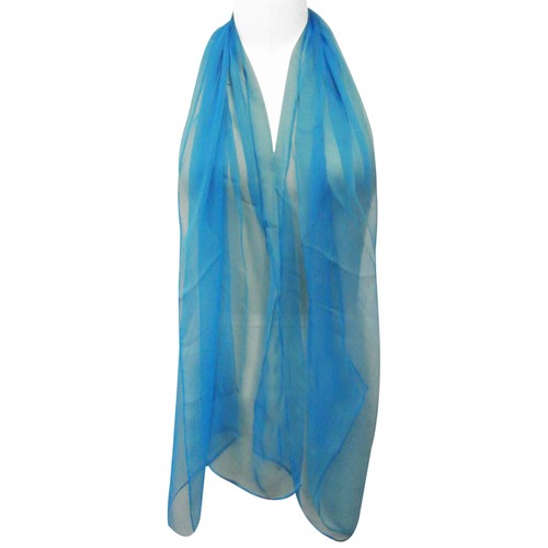Wrapables Solid Color 100% Silk Long Scarf, Peacock Blue - Picture 3 of 5