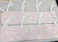 Chenille Reversible Crib Rail Cover SHORT Side Pink White American Baby Co.