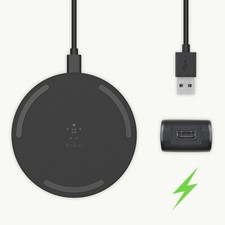 Image of Belkin BoostCharge Qi Wireless Pad + Charger - 10W - Black - Refurbished
