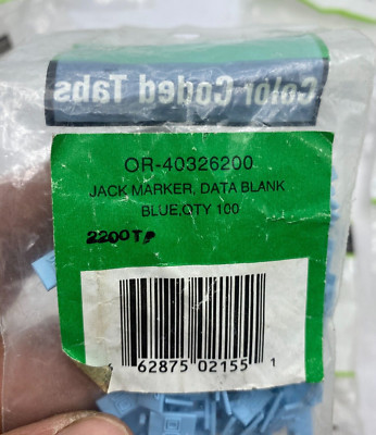 Ortronics OR-40326200 JACK MARKER DATA BLANK LT BLUE 100 Pc Total 