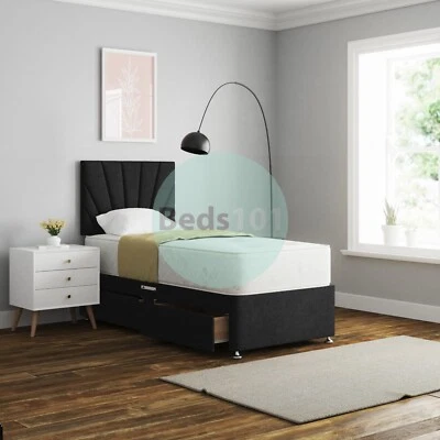 BEDS101 BRAND NEW COMPLETE DIVAN BED LINEN FABRIC + MATTRESS + DIVAN BASE + HEADBOARD