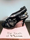 The Touch of Nina Geline Black Satin Heels Sandals Shoes Sz 8.5 New with Box — photo 3