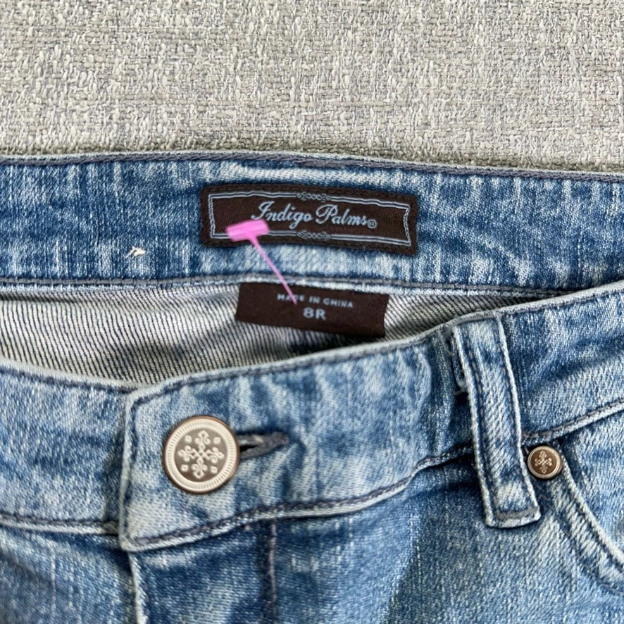 Pantalones de mezclilla Indigo Palms para mujer talla 8 azul recto elástico lavado claro Foto 3 de 4
