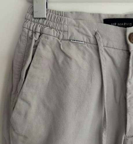 Mr Marvis “the Short Linens” Linen Blend Chino Shorts Grey “Gullwings” W28 XS - Picture 3 of 15