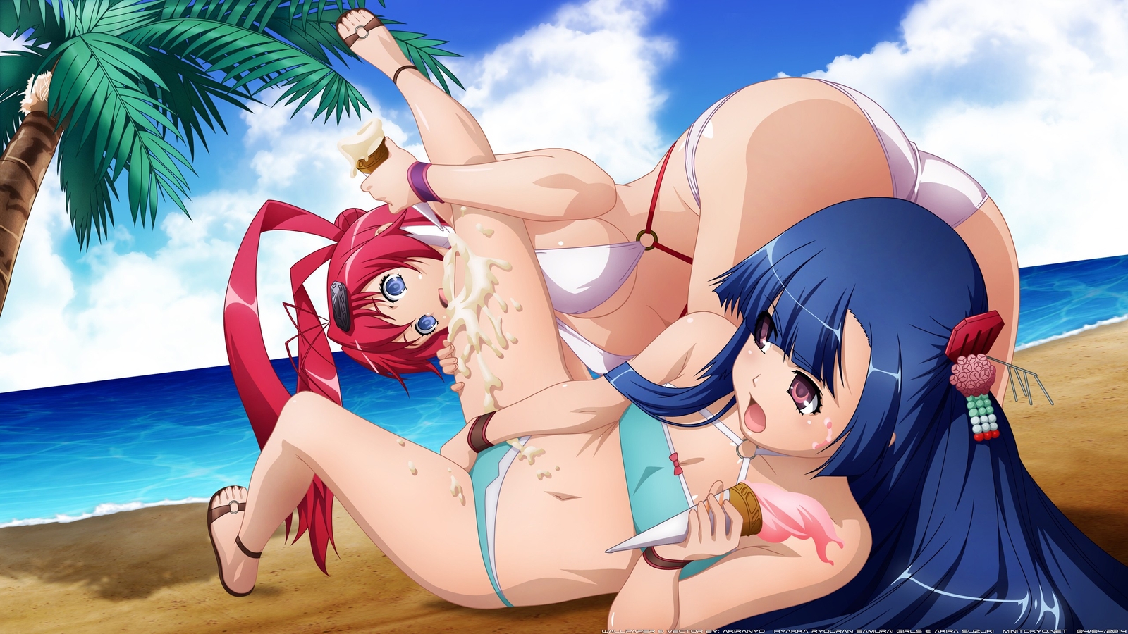 Anime girls hyakka ryouran samurai swimwear yagyuu Playmat Gaming Mat Desk