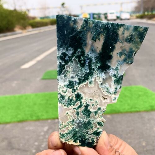 94G Fetta di Agata Muschio Naturale Cristallo Quarzo Minerale Decorare Energia Guarigione - Foto 10 di 23