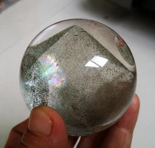 420g Natural  multilayer “Green Pyramid ” Quartz Crystal Sphere Ball Healing