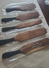 Spurtle Kitchen Cooking Utensil 5pc Set Teak Wood Non Stick Wooden Spatula Spoon